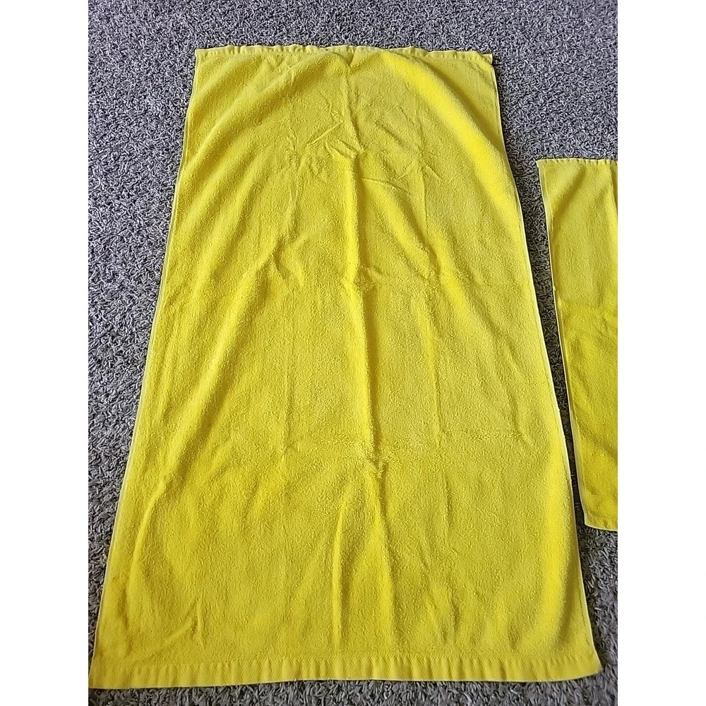 Vintage Fieldcrest Bath And Hand Towel Bright Yellow MADE In USA
